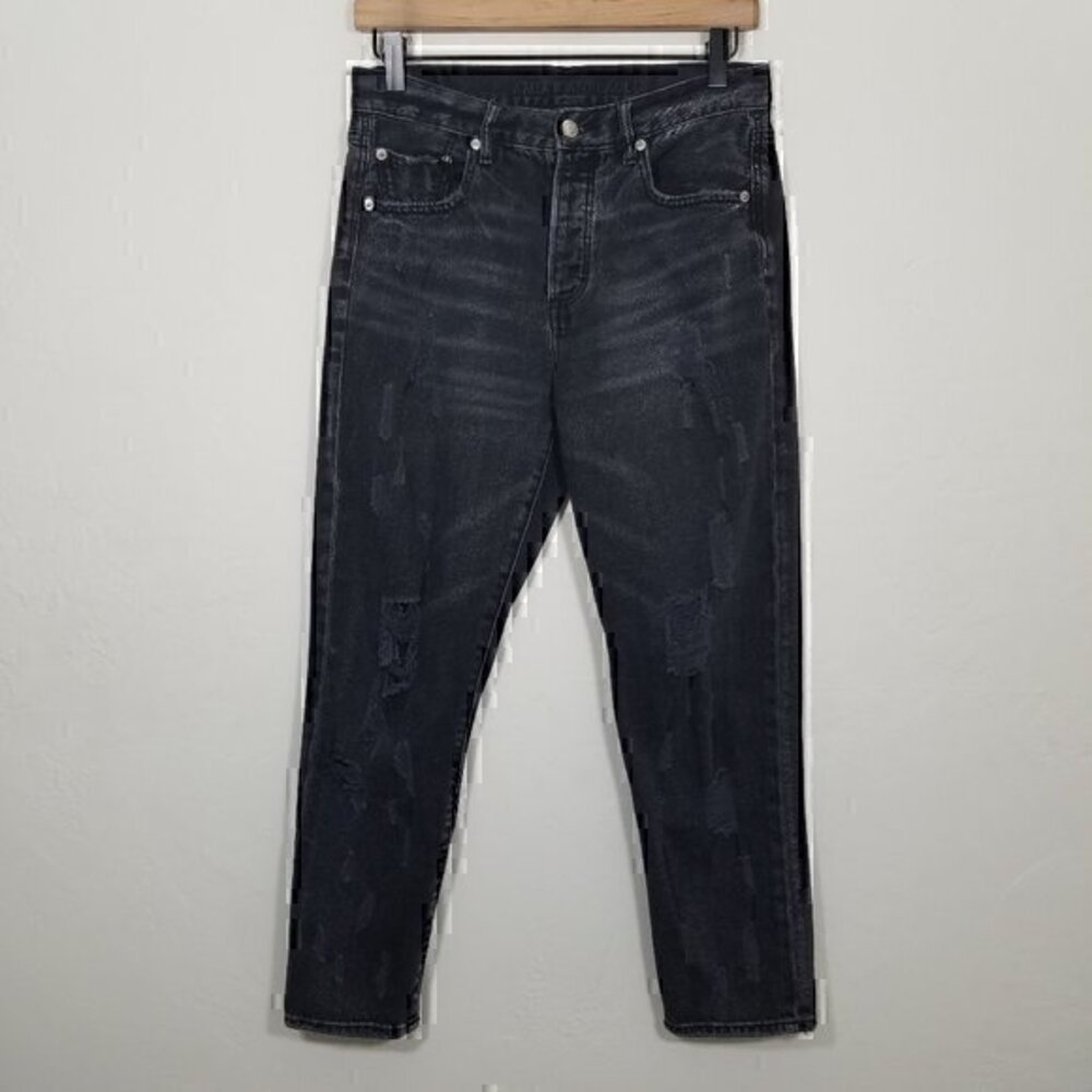 American Eagle Hi-Rise Girlfriend Distressed Button Fly Jeans Size 4 X-SHORT